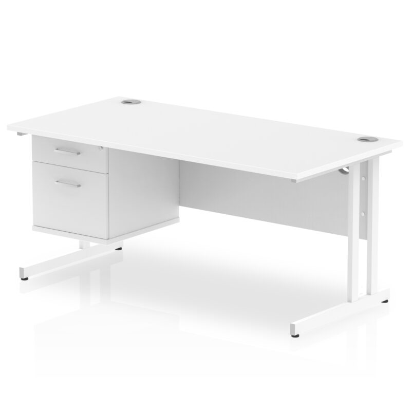 Surge 1600mm Cantilever Straight Desk With Single Fixed Pedestal - Image 19