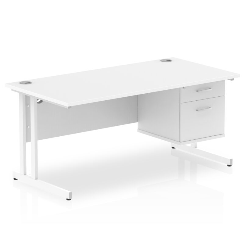 Surge 1600mm Cantilever Straight Desk With Single Fixed Pedestal - Image 20