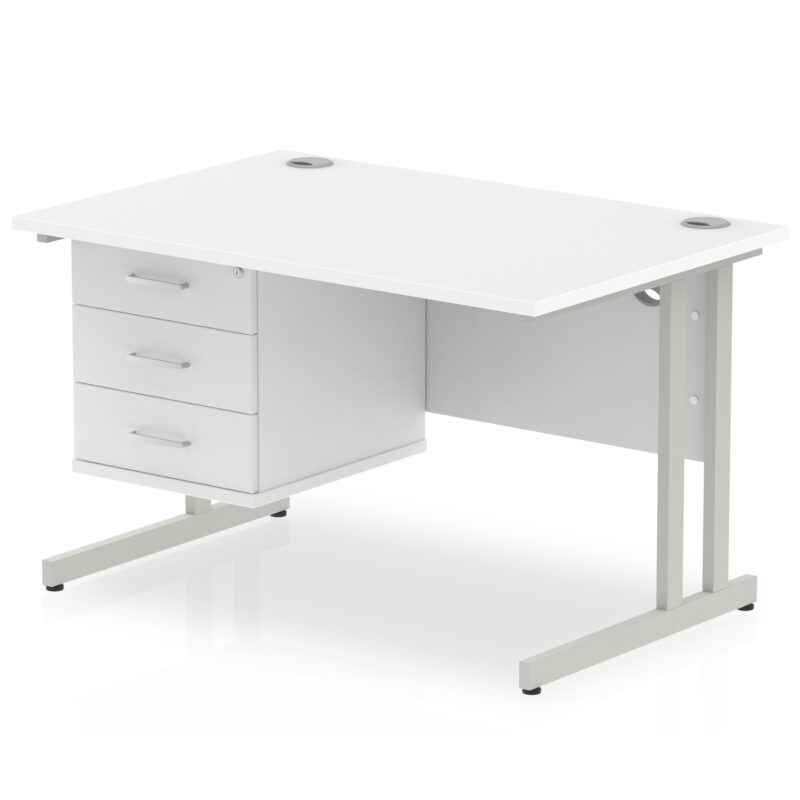 Surge 1200mm Cantilever Straight Desk With Single Fixed Pedestal - Image 117