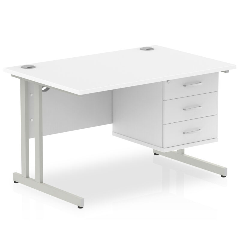 Surge 1200mm Cantilever Straight Desk With Single Fixed Pedestal - Image 118