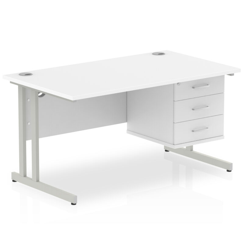 Surge 1400mm Cantilever Straight Desk With Single Fixed Pedestal - Image 118