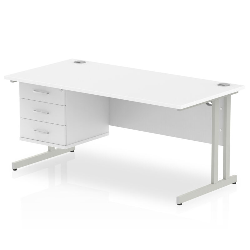 Surge 1600mm Cantilever Straight Desk With Single Fixed Pedestal - Image 43