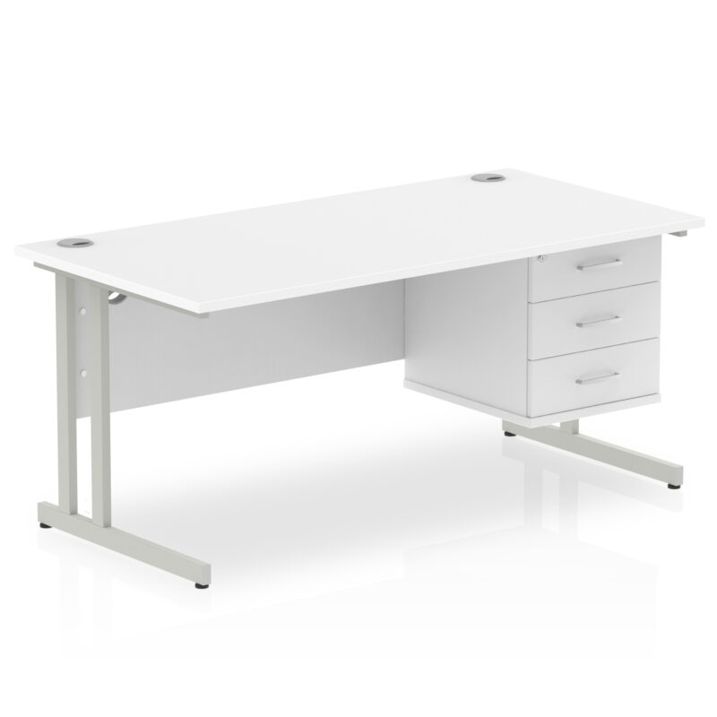 Surge 1600mm Cantilever Straight Desk With Single Fixed Pedestal - Image 44