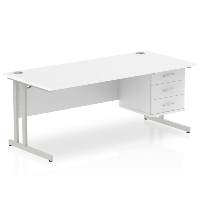 Surge 1800mm Cantilever Straight Desk With Single Fixed Pedestal - Image 44