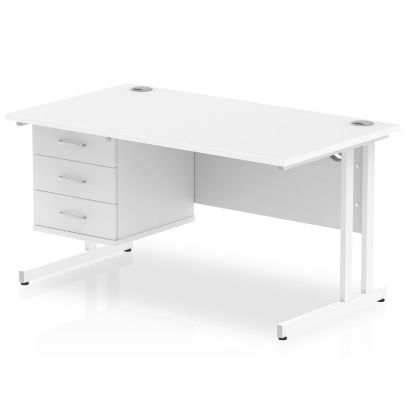 Surge 1400mm Cantilever Straight Desk With Single Fixed Pedestal - Image 58