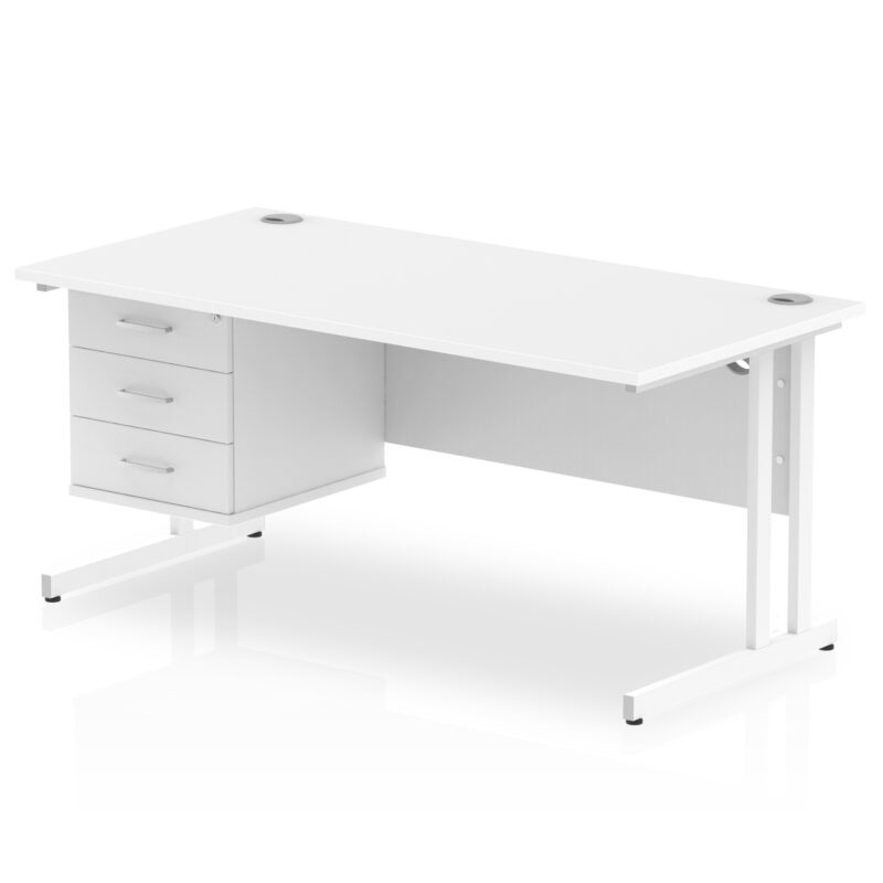 Surge 1600mm Cantilever Straight Desk With Single Fixed Pedestal - Image 21