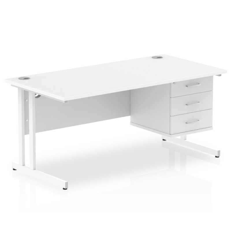 Surge 1600mm Cantilever Straight Desk With Single Fixed Pedestal - Image 22