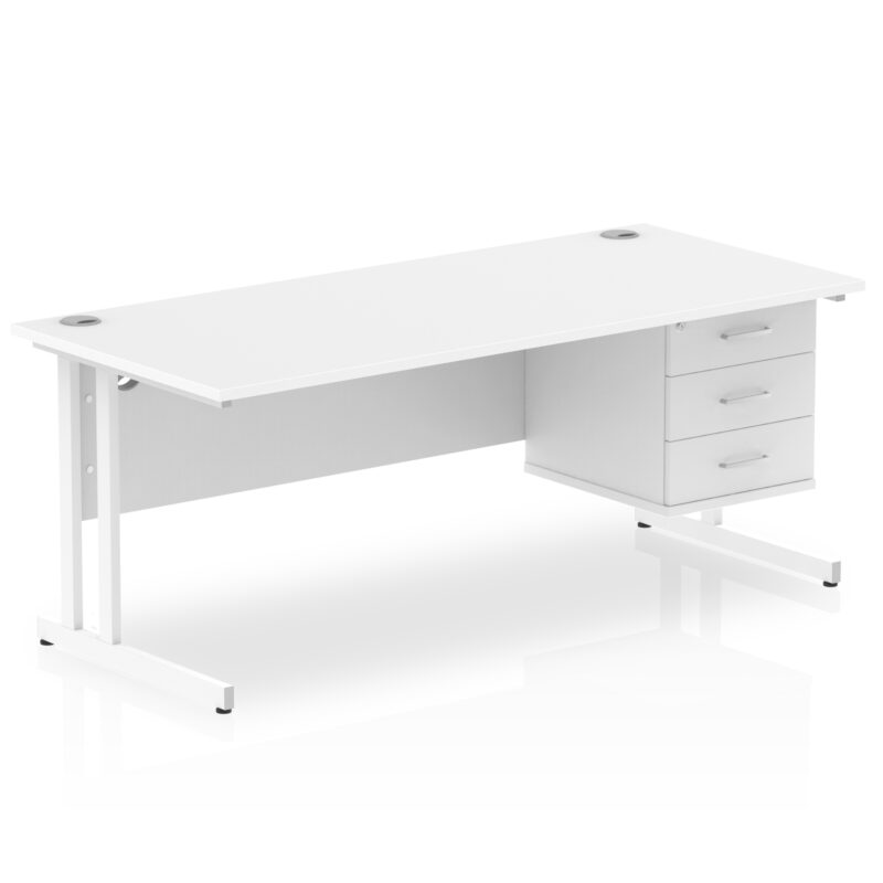 Surge 1800mm Cantilever Straight Desk With Single Fixed Pedestal - Image 22