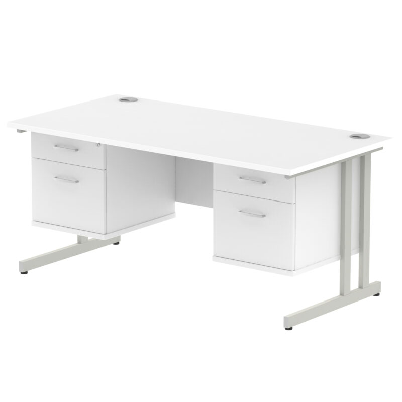 Surge 1600mm Cantilever Straight Desk With Two Fixed Pedestal - Image 44
