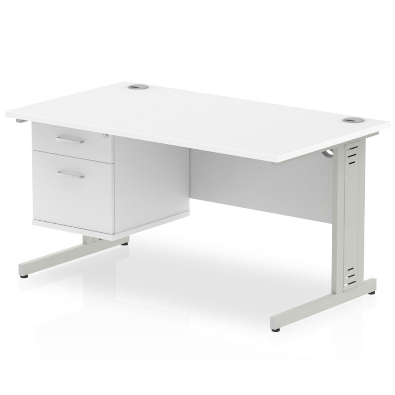Surge 1400mm Cable Managed Straight Desk With Single Fixed Pedestal - Image 37