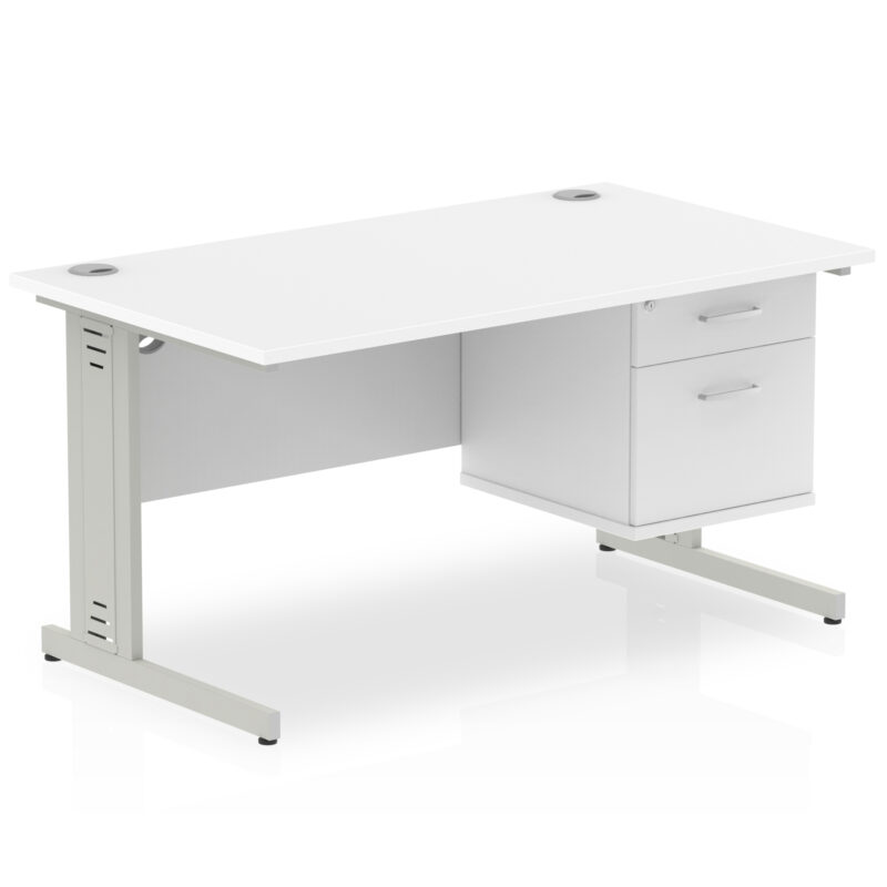 Surge 1400mm Cable Managed Straight Desk With Single Fixed Pedestal - Image 38