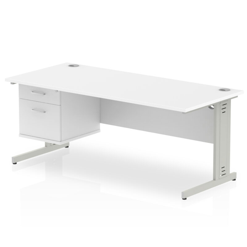 Surge 1800mm Cable Managed Straight Desk With Single Fixed Pedestal - Image 37