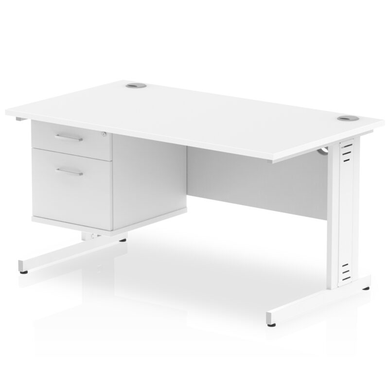 Surge 1400mm Cable Managed Straight Desk With Single Fixed Pedestal - Image 41