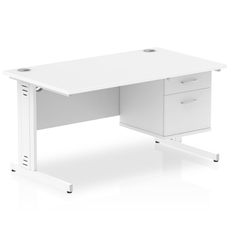 Surge 1400mm Cable Managed Straight Desk With Single Fixed Pedestal - Image 42
