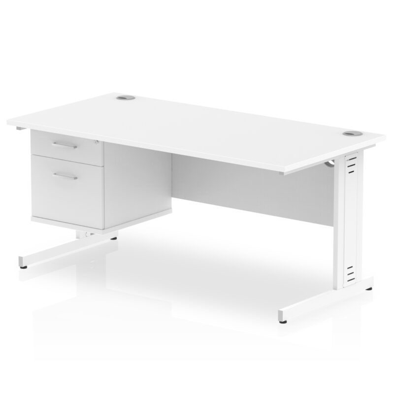 Surge 1600mm Cable Managed Straight Desk With Single Fixed Pedestal - Image 41