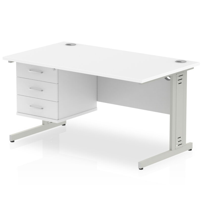 Surge 1400mm Cable Managed Straight Desk With Single Fixed Pedestal - Image 39