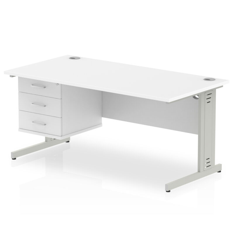 Surge 1600mm Cable Managed Straight Desk With Single Fixed Pedestal - Image 39