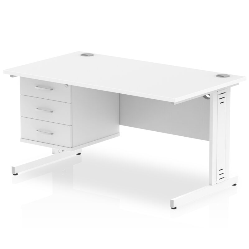 Surge 1400mm Cable Managed Straight Desk With Single Fixed Pedestal - Image 43