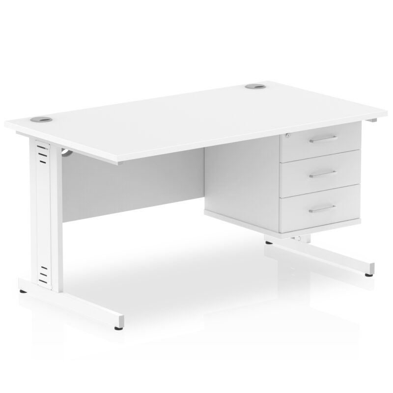 Surge 1400mm Cable Managed Straight Desk With Single Fixed Pedestal - Image 44