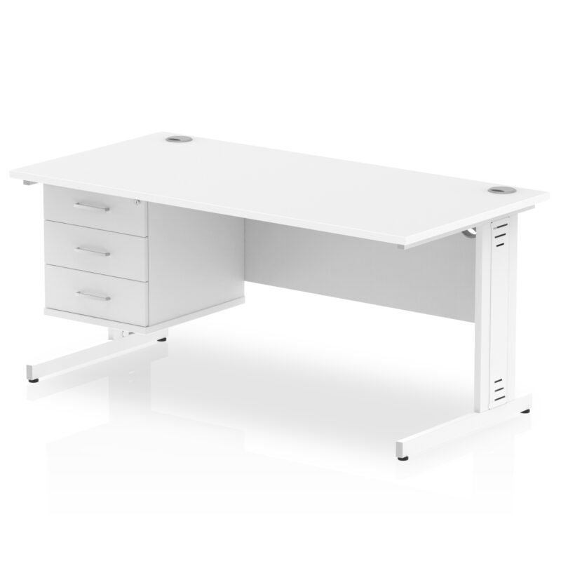 Surge 1600mm Cable Managed Straight Desk With Single Fixed Pedestal - Image 43