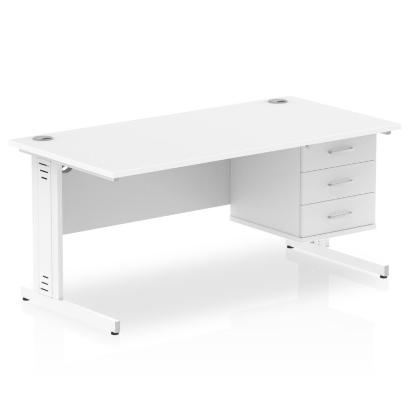 Surge 1600mm Cable Managed Straight Desk With Single Fixed Pedestal - Image 44