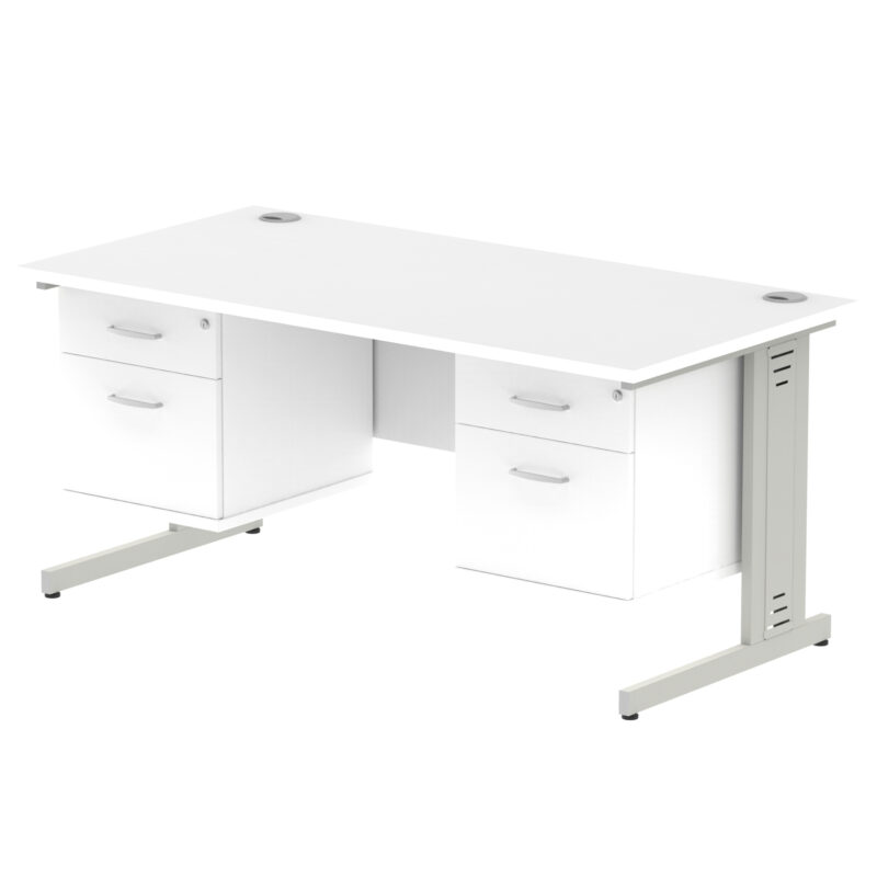 Surge 1600mm Cable Managed Straight Desk With Two Fixed Pedestal - Image 41