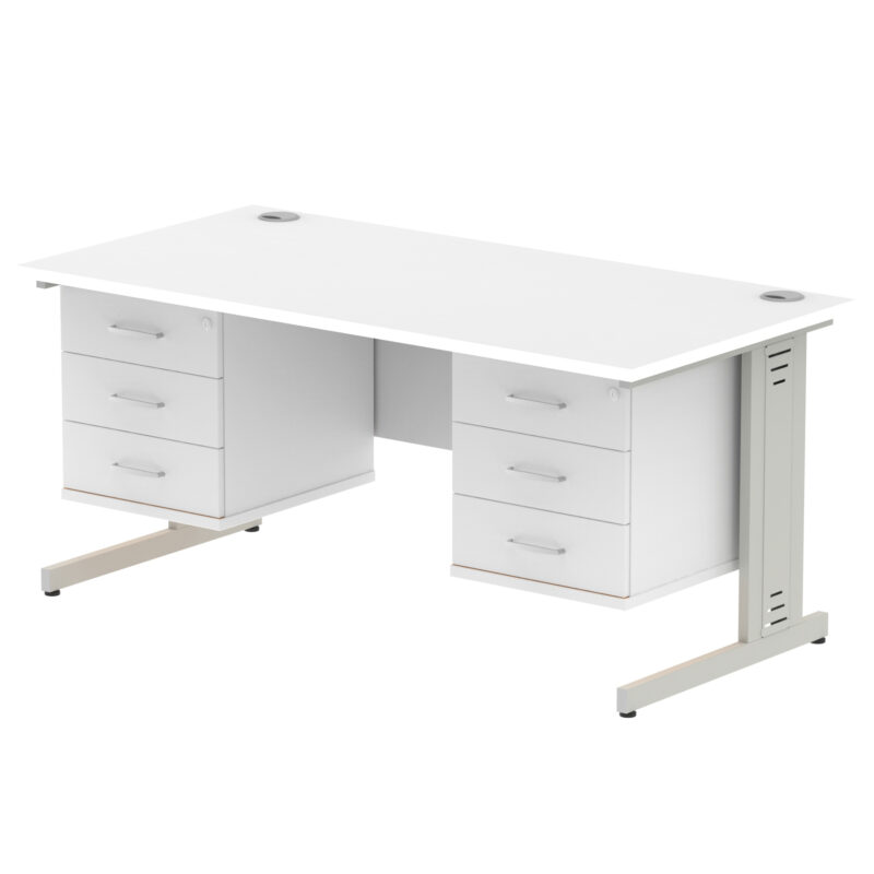 Surge 1600mm Cable Managed Straight Desk With Two Fixed Pedestal - Image 42