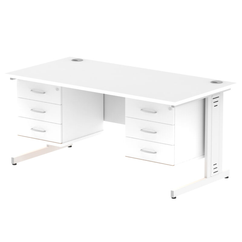 Surge 1600mm Cable Managed Straight Desk With Two Fixed Pedestal - Image 46