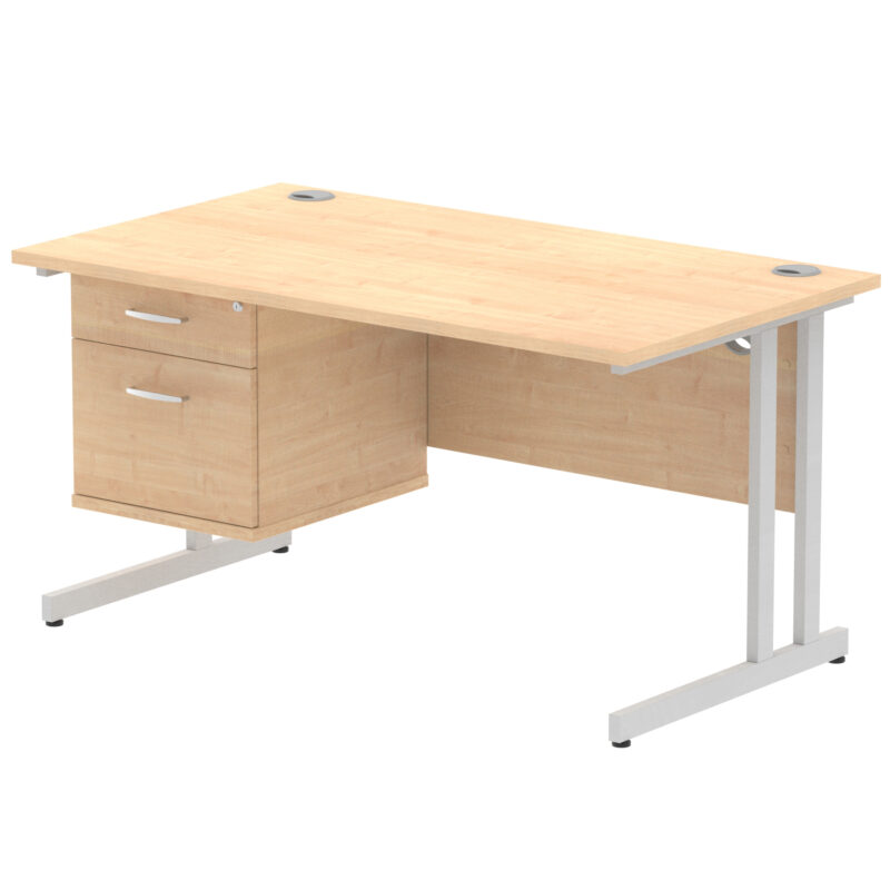 Surge 1400mm Cantilever Straight Desk With Single Fixed Pedestal - Image 79