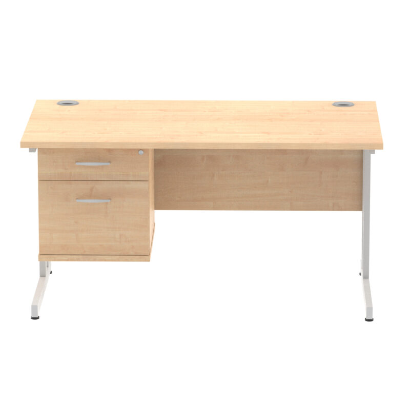 Surge 1400mm Cantilever Straight Desk With Single Fixed Pedestal - Image 80