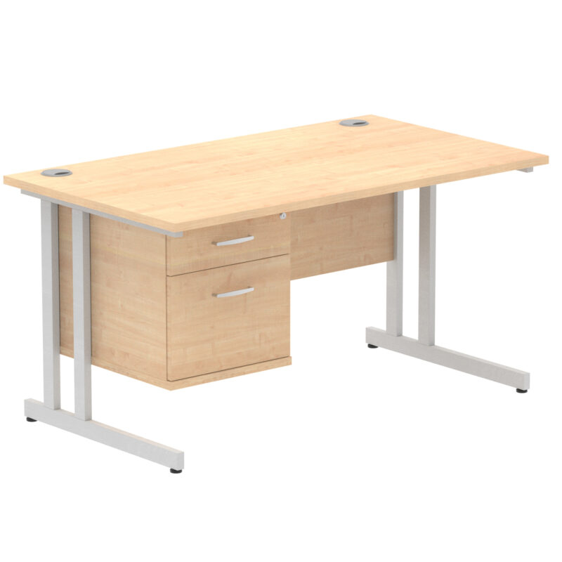 Surge 1400mm Cantilever Straight Desk With Single Fixed Pedestal - Image 81