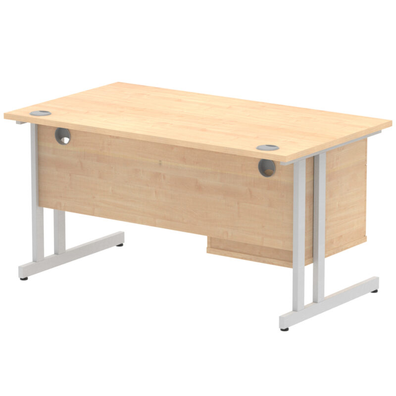 Surge 1400mm Cantilever Straight Desk With Single Fixed Pedestal - Image 83