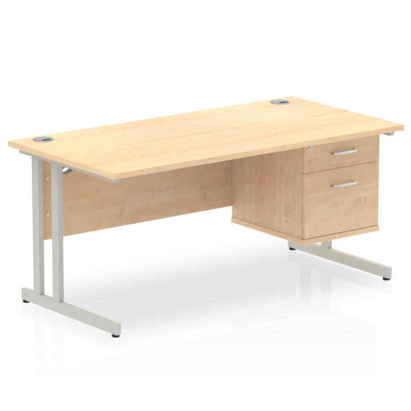 Surge 1600mm Cantilever Straight Desk With Single Fixed Pedestal - Image 30