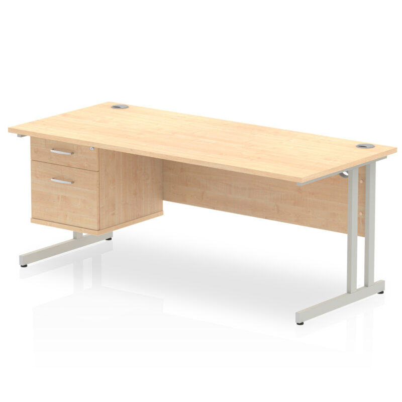 Surge 1800mm Cantilever Straight Desk With Single Fixed Pedestal - Image 29