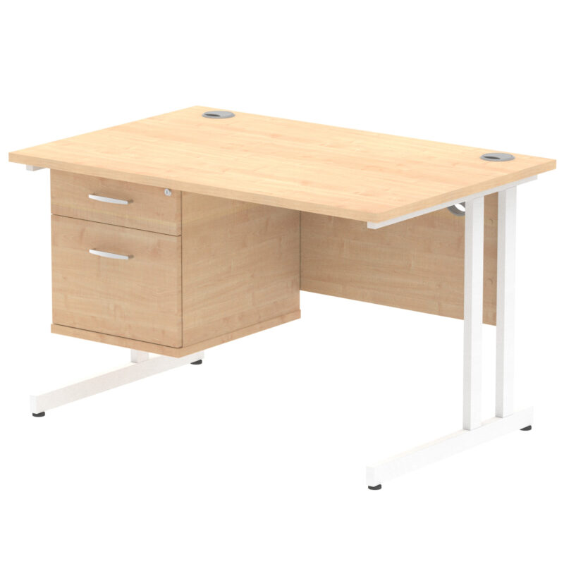 Surge 1200mm Cantilever Straight Desk With Single Fixed Pedestal - Image 20