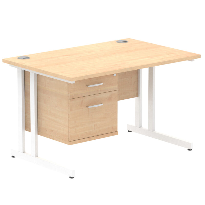 Surge 1200mm Cantilever Straight Desk With Single Fixed Pedestal - Image 22