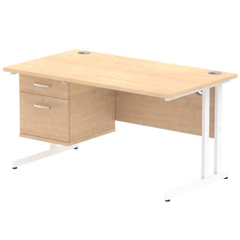 Surge 1400mm Cantilever Straight Desk With Single Fixed Pedestal - Image 20