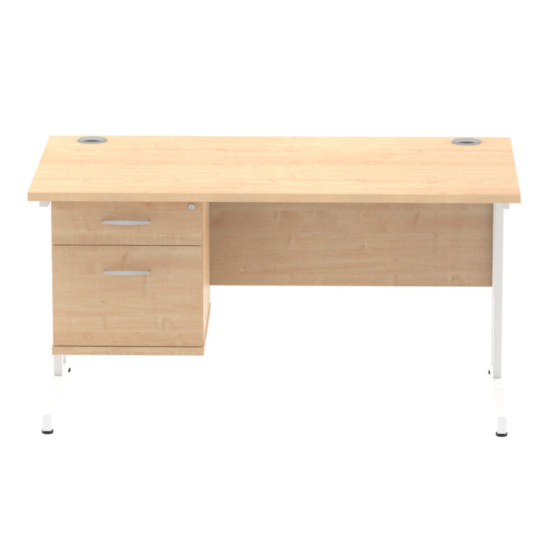 Surge 1400mm Cantilever Straight Desk With Single Fixed Pedestal - Image 21