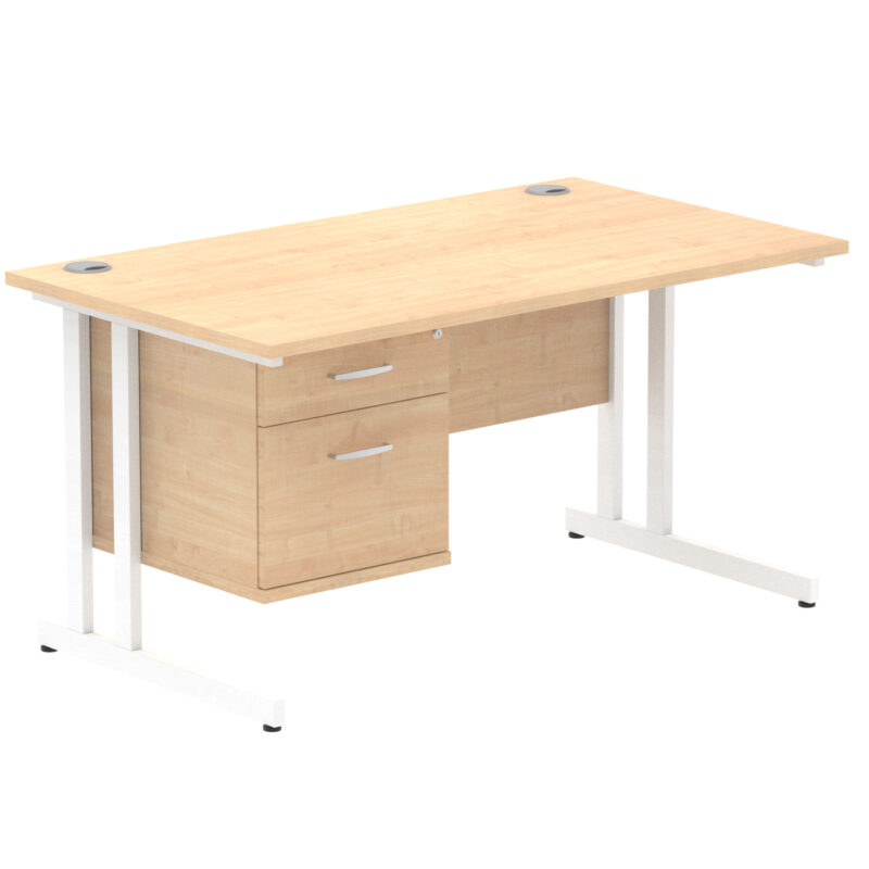 Surge 1400mm Cantilever Straight Desk With Single Fixed Pedestal - Image 22