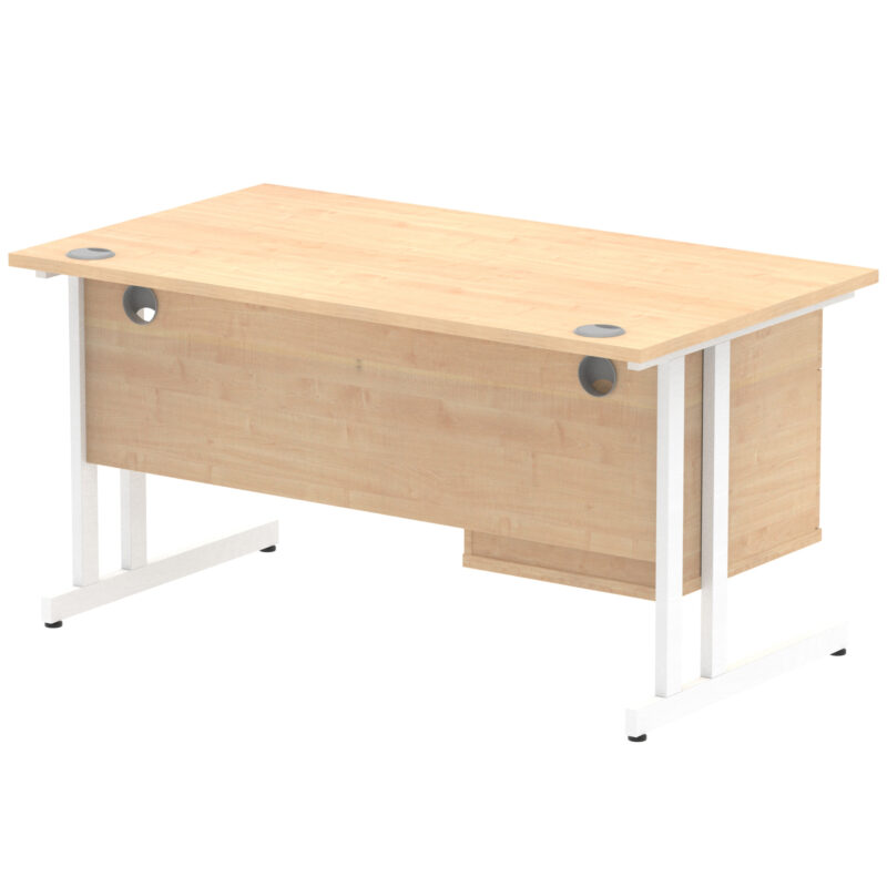 Surge 1400mm Cantilever Straight Desk With Single Fixed Pedestal - Image 24