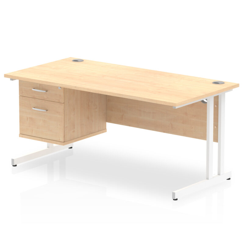 Surge 1600mm Cantilever Straight Desk With Single Fixed Pedestal - Image 7