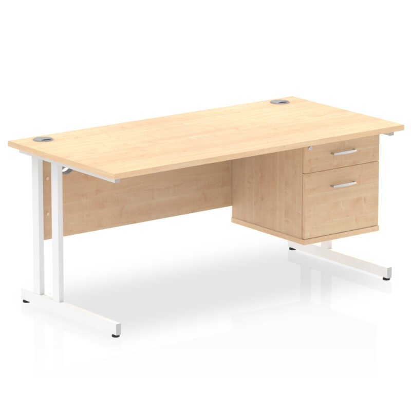 Surge 1600mm Cantilever Straight Desk With Single Fixed Pedestal - Image 8