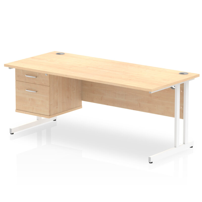 Surge 1800mm Cantilever Straight Desk With Single Fixed Pedestal - Image 7