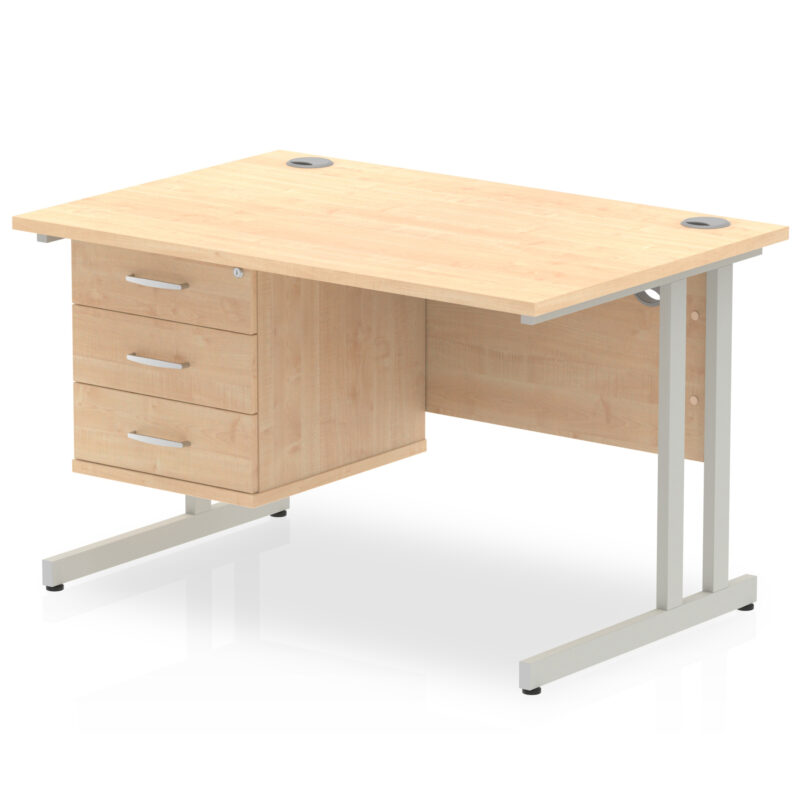 Surge 1200mm Cantilever Straight Desk With Single Fixed Pedestal - Image 87