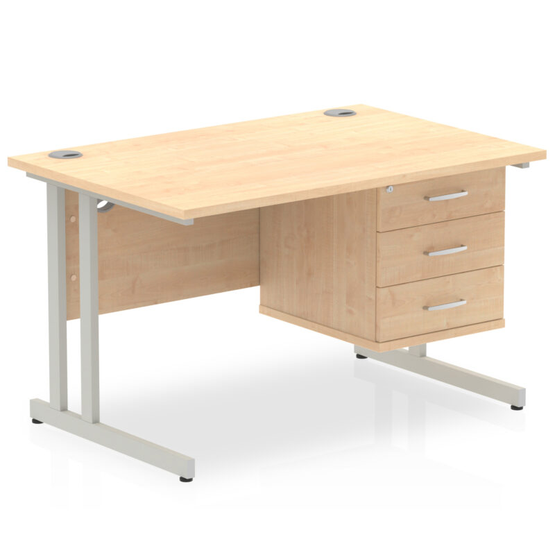 Surge 1200mm Cantilever Straight Desk With Single Fixed Pedestal - Image 88
