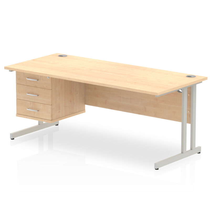 Surge 1800mm Cantilever Straight Desk With Single Fixed Pedestal - Image 31