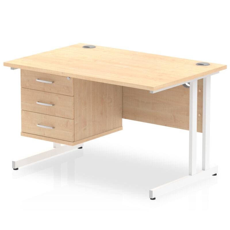 Surge 1200mm Cantilever Straight Desk With Single Fixed Pedestal - Image 28