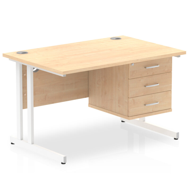 Surge 1200mm Cantilever Straight Desk With Single Fixed Pedestal - Image 29