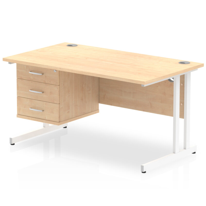 Surge 1400mm Cantilever Straight Desk With Single Fixed Pedestal - Image 28