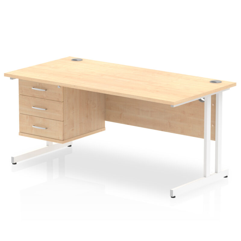 Surge 1600mm Cantilever Straight Desk With Single Fixed Pedestal - Image 9